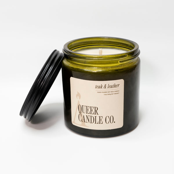 Teak & Leather Soy Candle