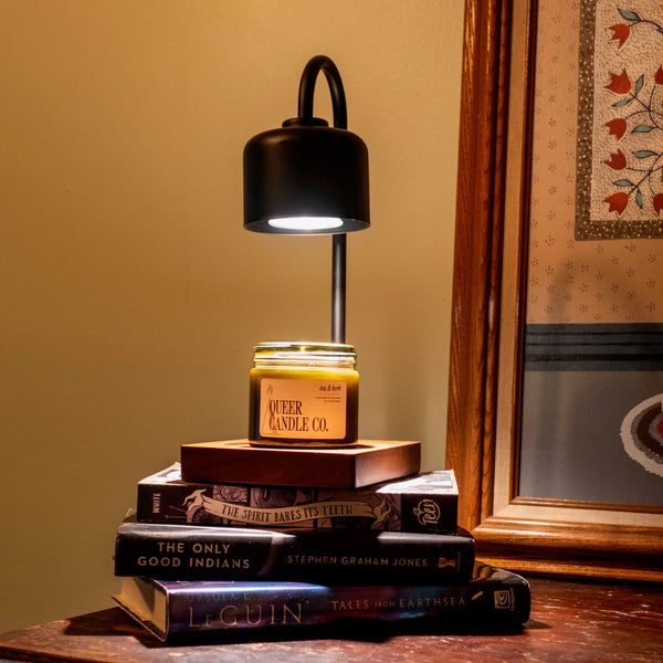 Candle Lamp - Arched Black Metal & Wood Base