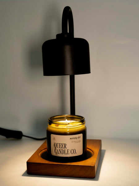 Candle Lamp - Arched Black Metal & Wood Base