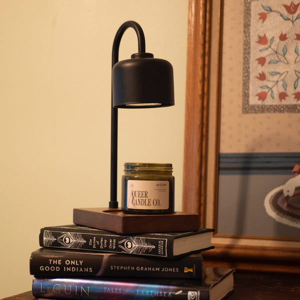 Candle Lamp - Arched Black Metal & Wood Base
