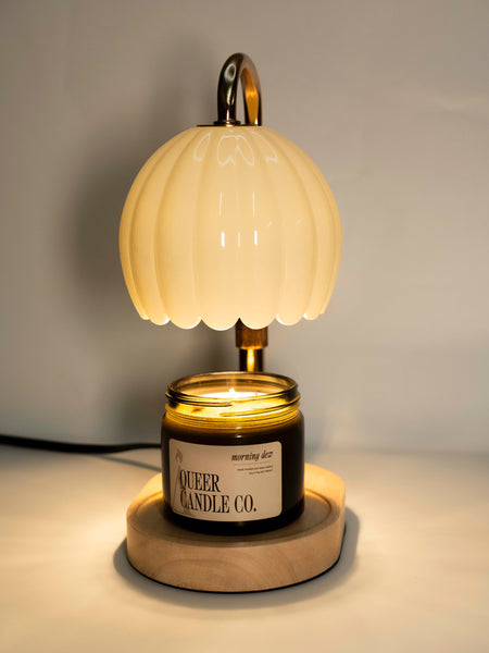 Candle Lamp - Milk Glass & Gold