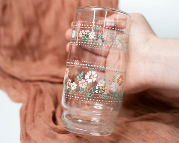 Thrifted Collection: Pink Floral Glass